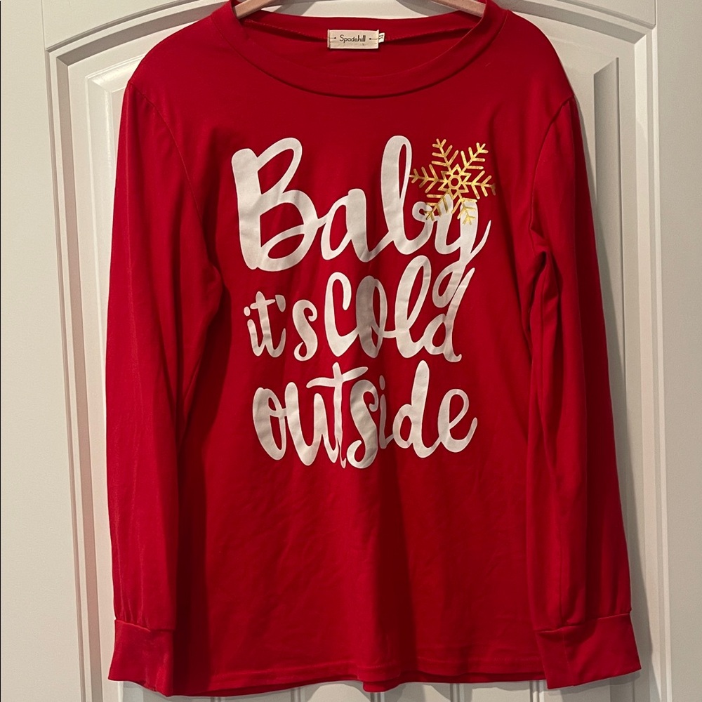 Spadehill Baby It's Cold‎ Outside Christmas Womens T Shirt Medium